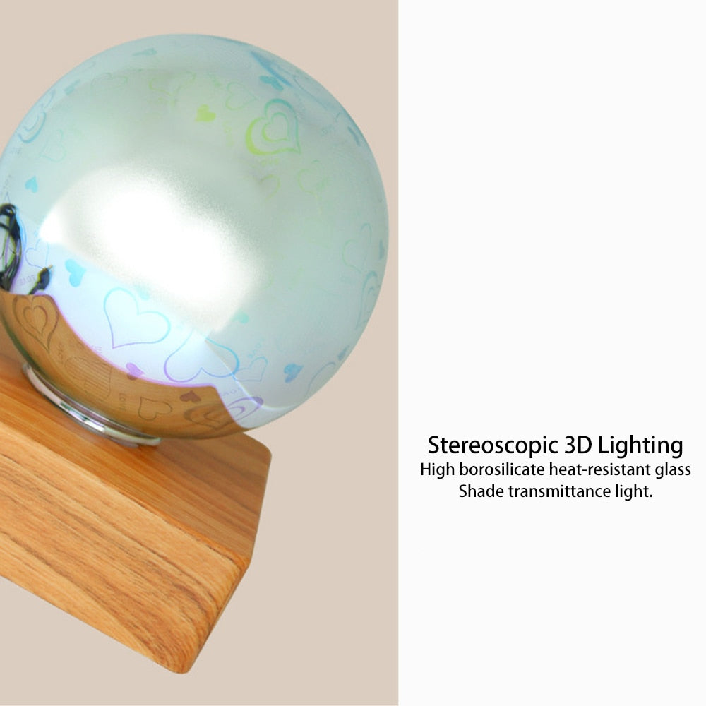 Magic Glass Ball Night Light with Wood Base