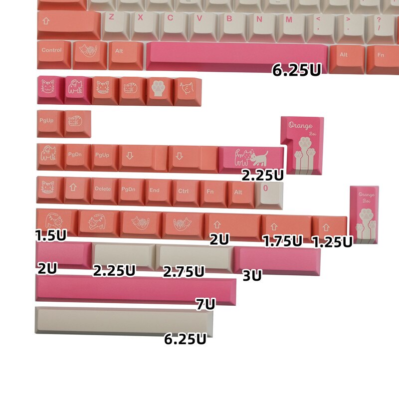 Orange Cat Keycaps Cherry Profile PBT