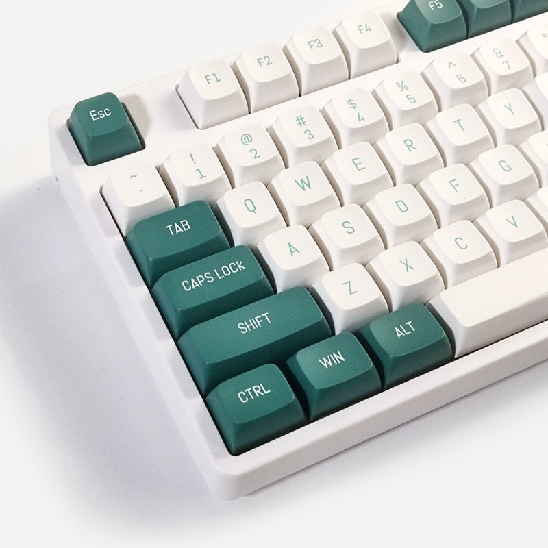 لقطة مزدوجة لملف تعريف CSA باللون الأخضر والأبيض PBT Keycaps