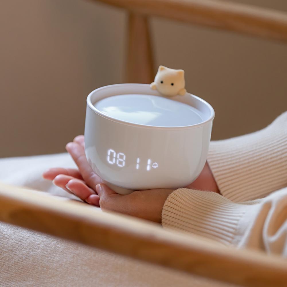 Cat Teacup Lamp Touch Sensor Nightlight with Alarm Clock