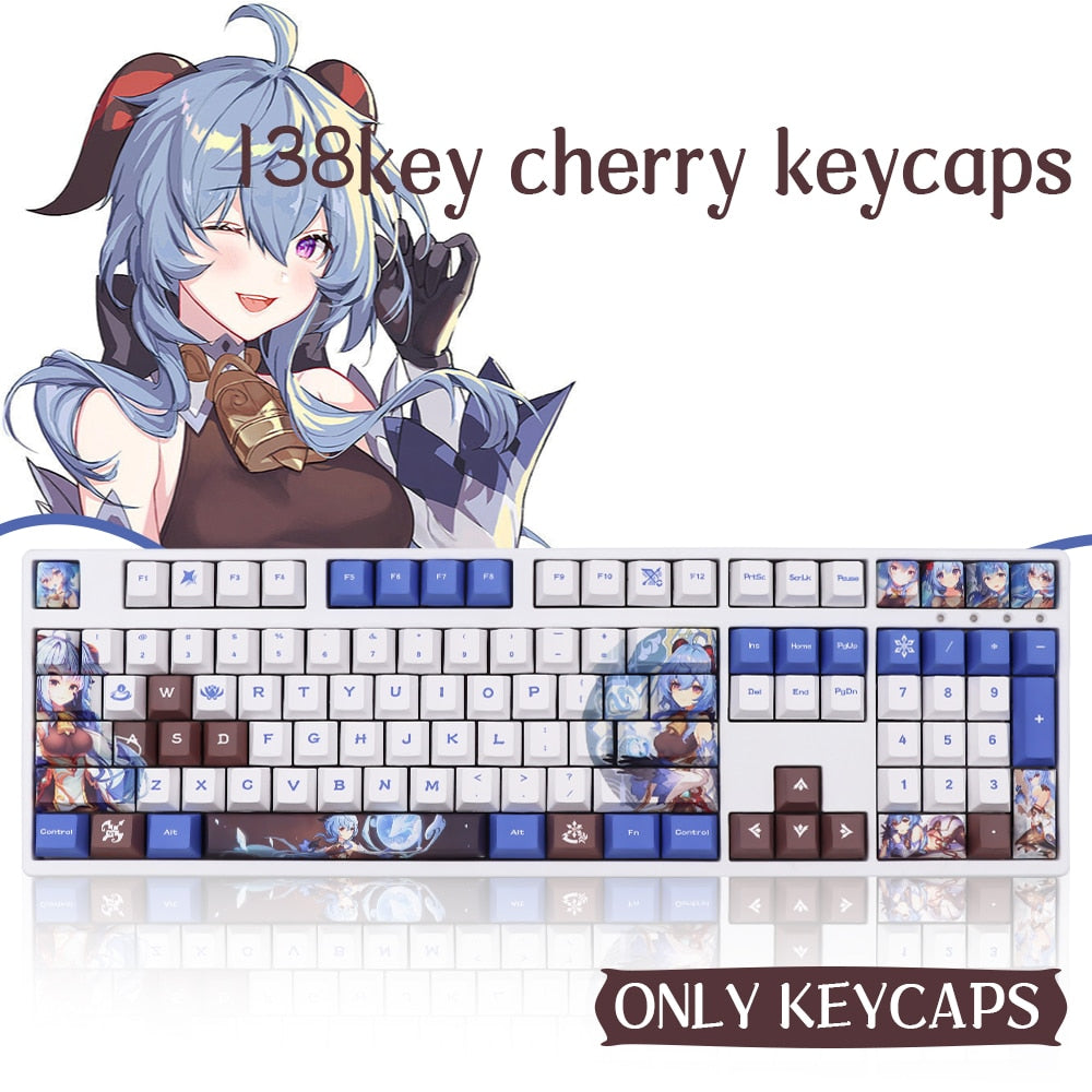 Genshin Impact Ganyu Cherry Profile PBT Keycaps