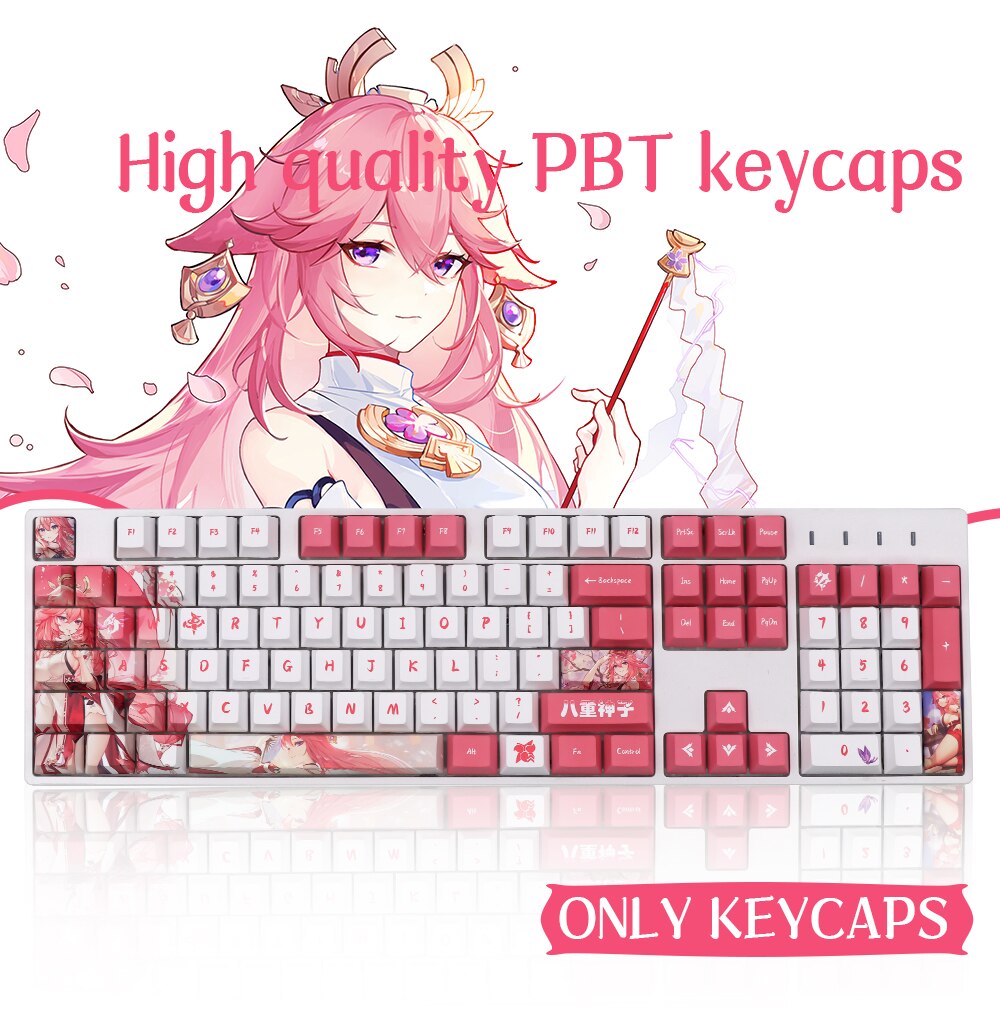 Genshin Yae Kamiko Cherry Profile PBT Keycaps