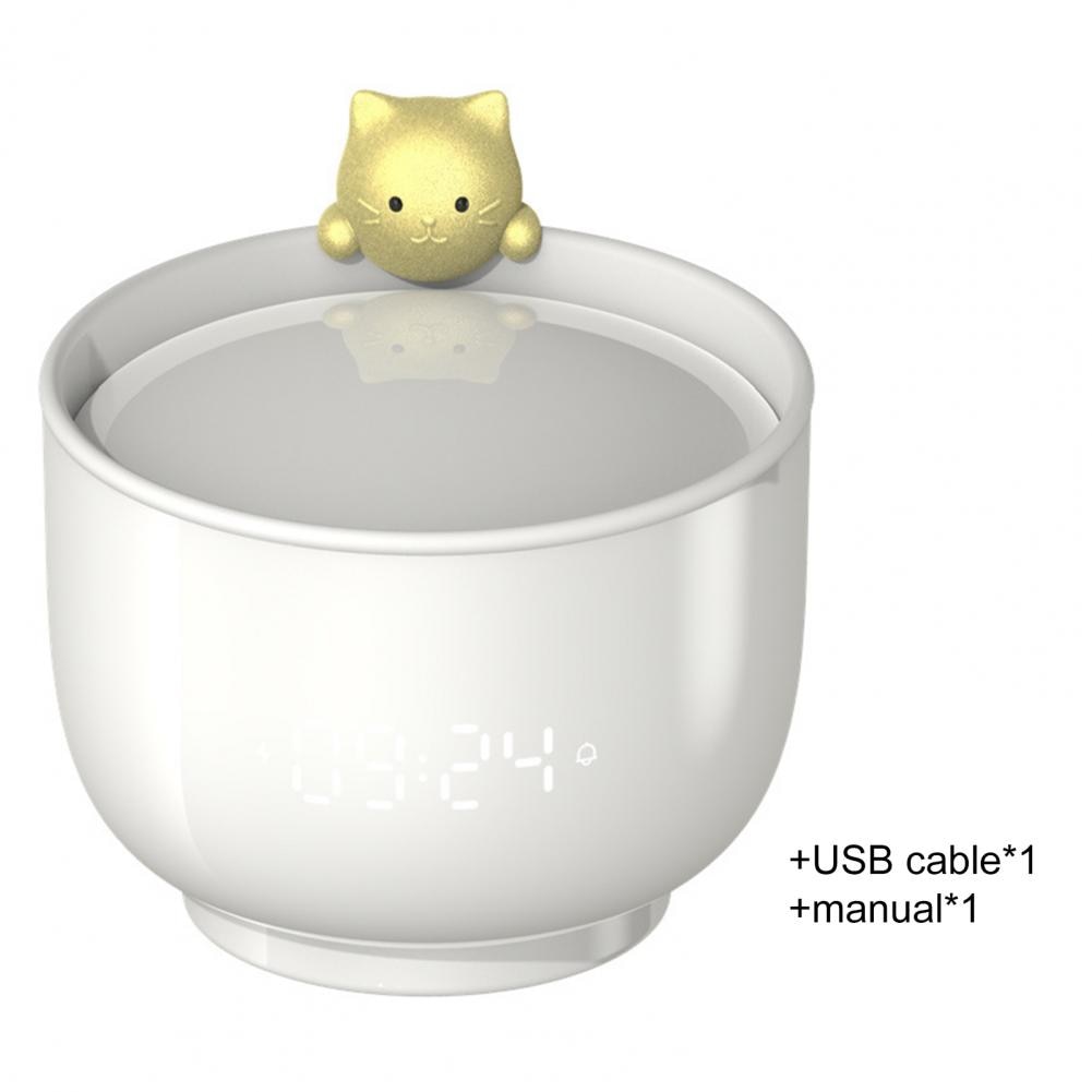 Cat Teacup Lamp Touch Sensor Nightlight with Alarm Clock