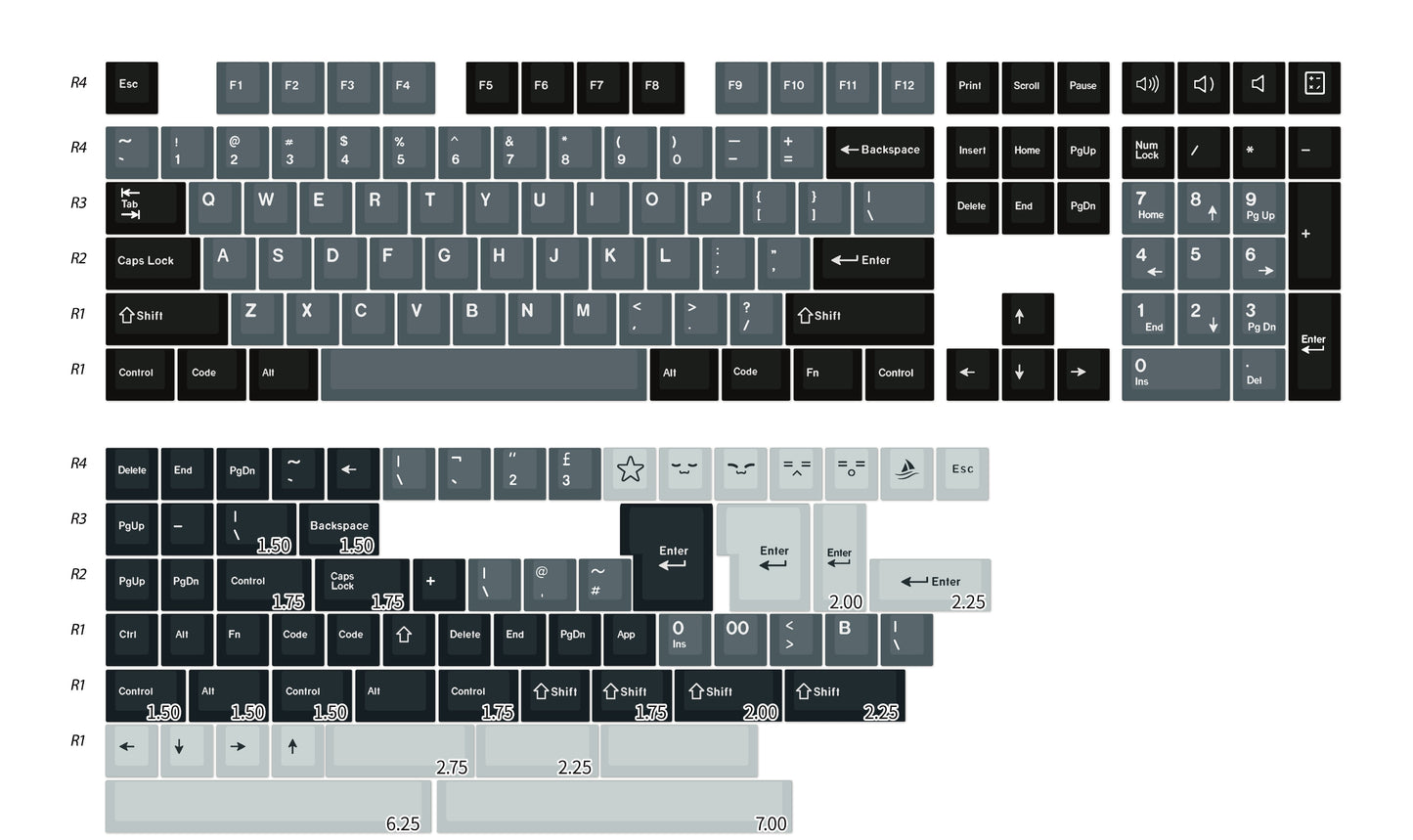 Apilo Charcoal Cherry Profile Double Shot PBT Keycaps