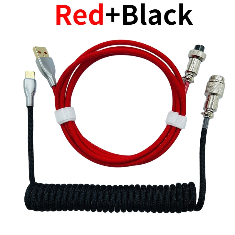 1.8M Red & Black Coiled Cable type C