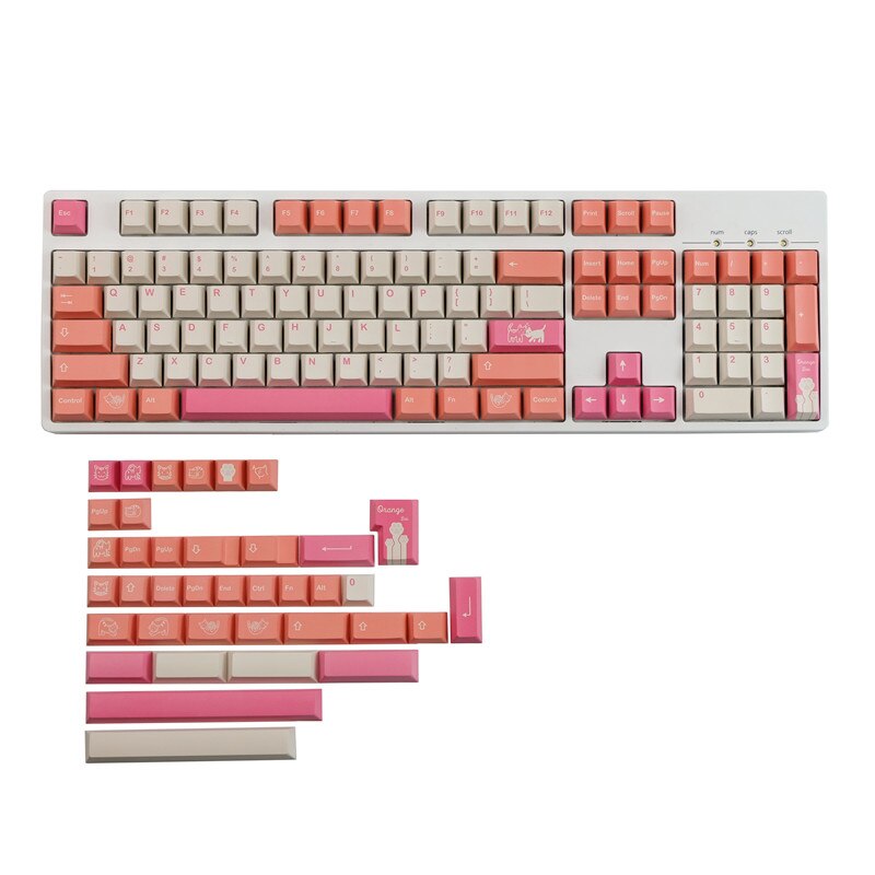 Orange Cat Keycaps Cherry Profile PBT