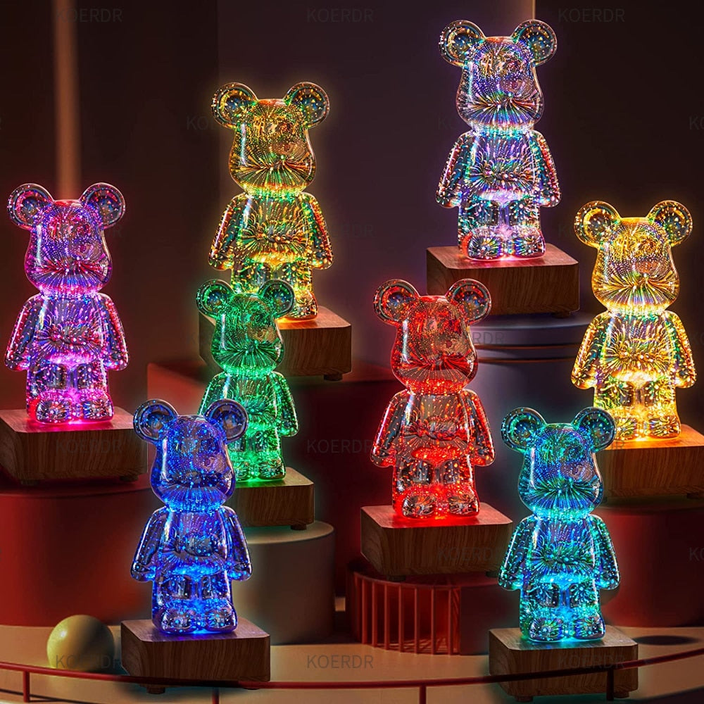 3D Projection Fireworks Bear Night Light