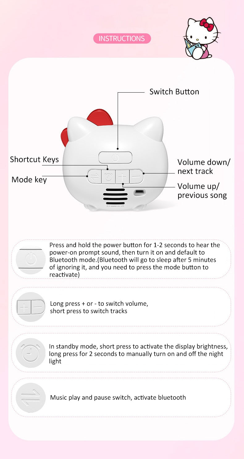 ZGO ZWOT Hellokitty Smart Alarm Clock - Bluetooth Speaker Light