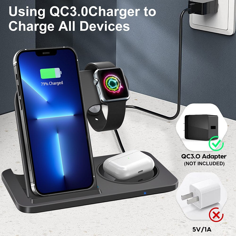 15W 3 in 1 Wireless Charger Stand