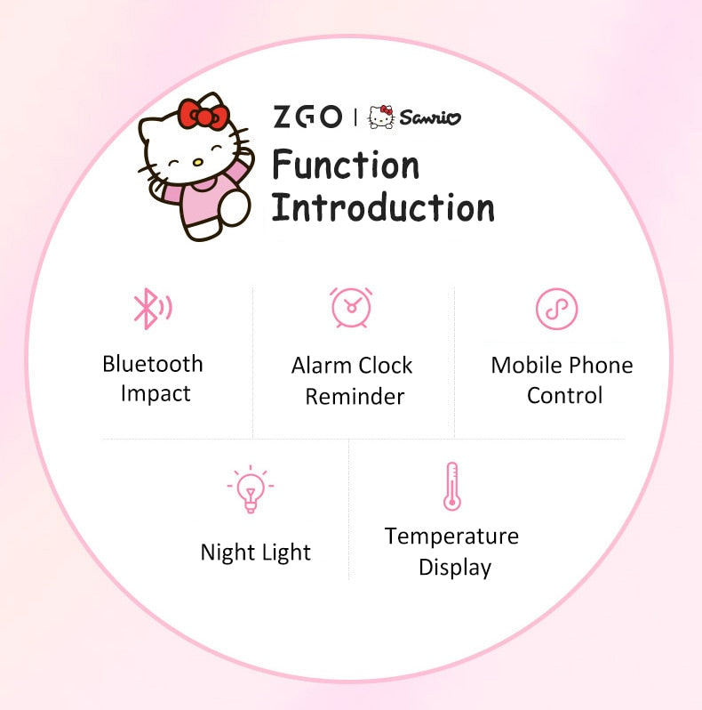 ZGO ZWOT Hellokitty Smart Alarm Clock - Bluetooth Speaker Light