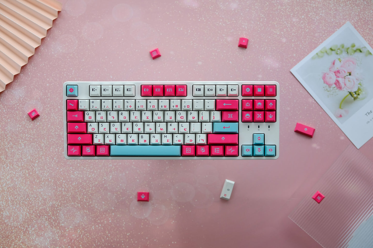 Pink Drifter PBT Keycaps Cherry Profile