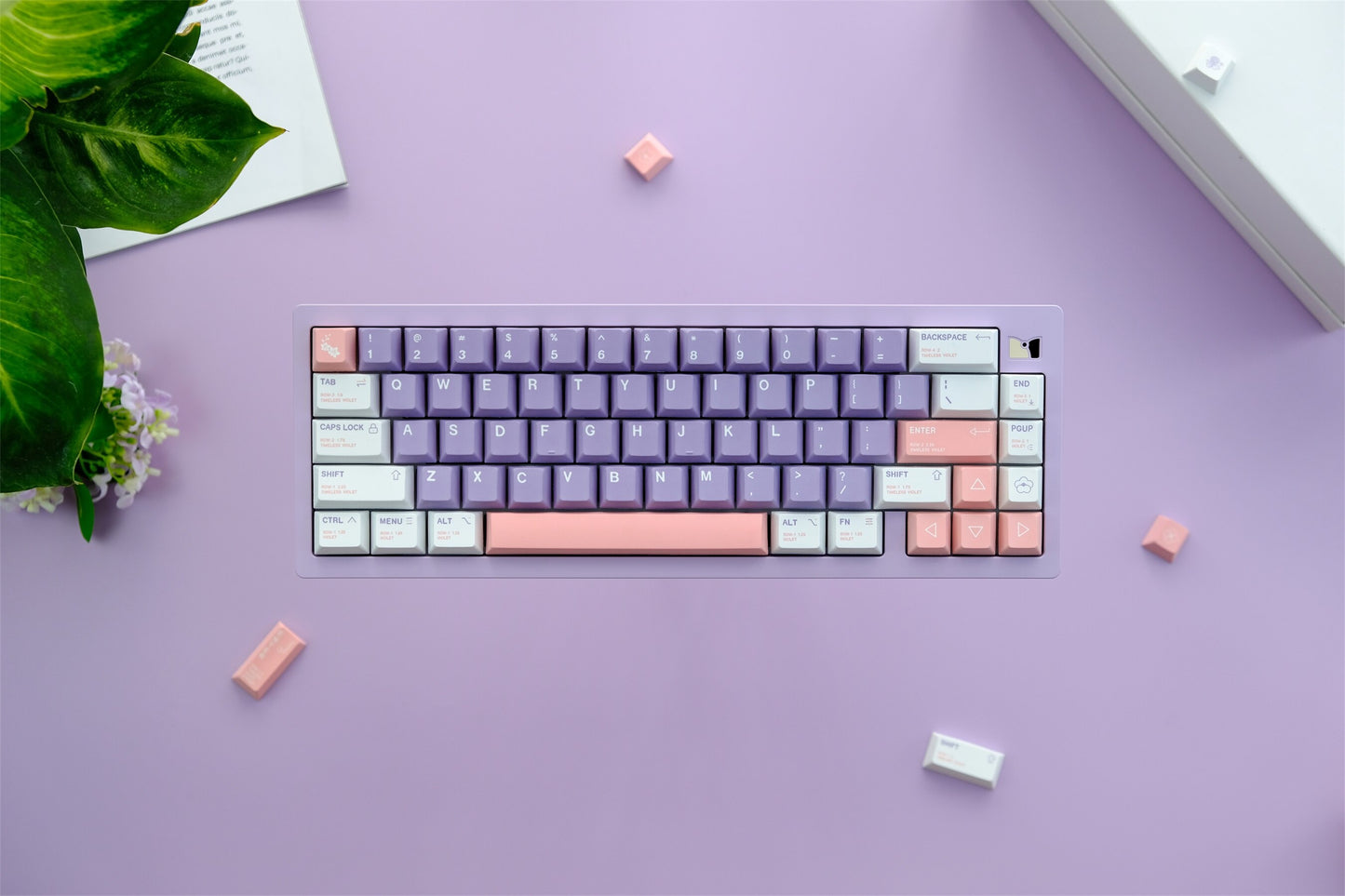 Violet Themed PBT Keycaps cherry profile