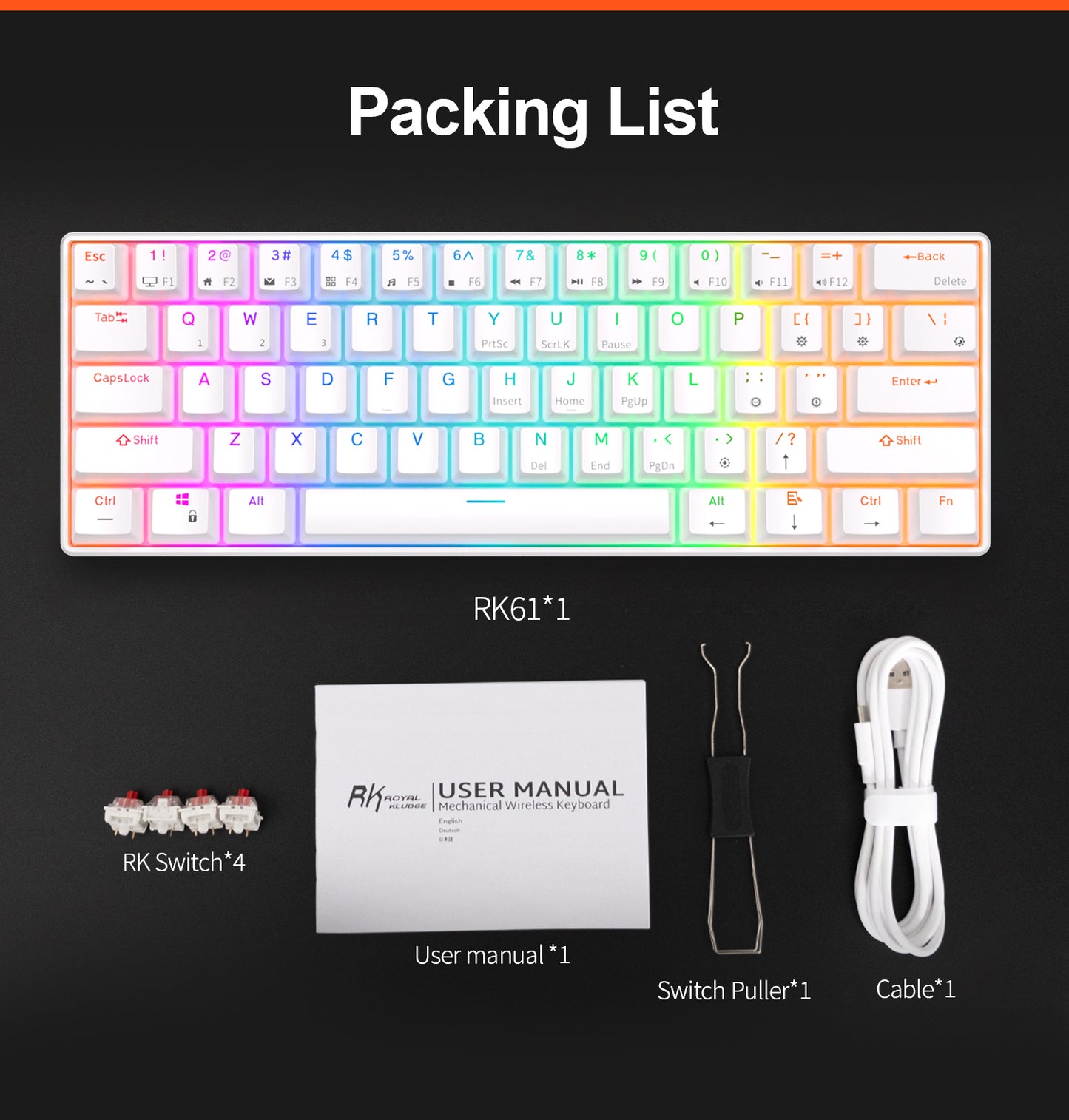 RK61  Wireless RGB Mechanical 60% Keyboard