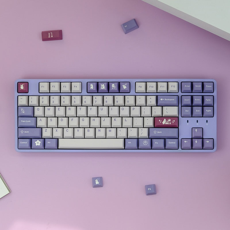 Rabbit cherry profile PBT Keycaps