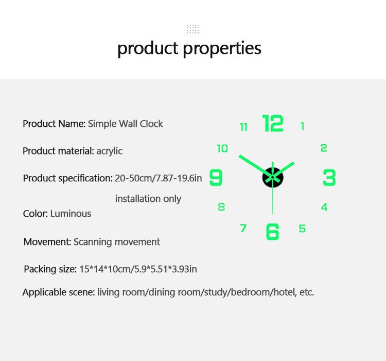 ملصقات ساعة الحائط المضيئة