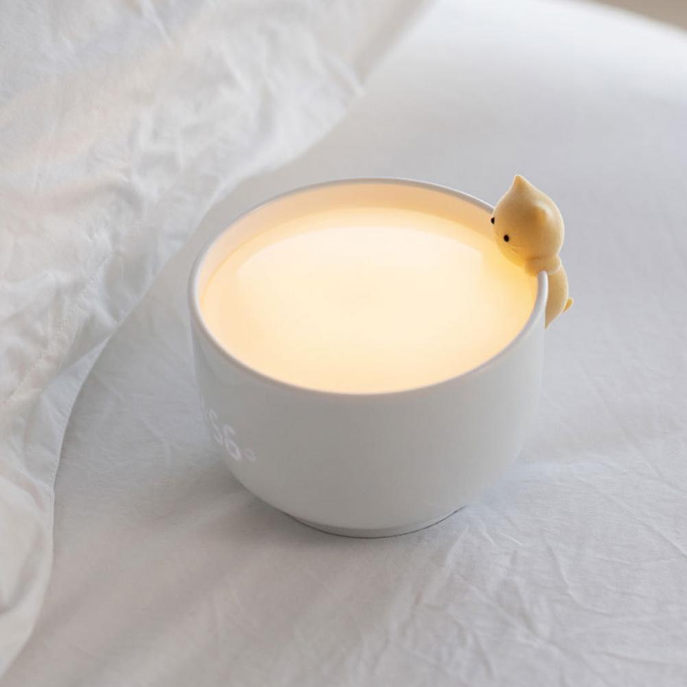 Cat Teacup Lamp Touch Sensor Nightlight with Alarm Clock