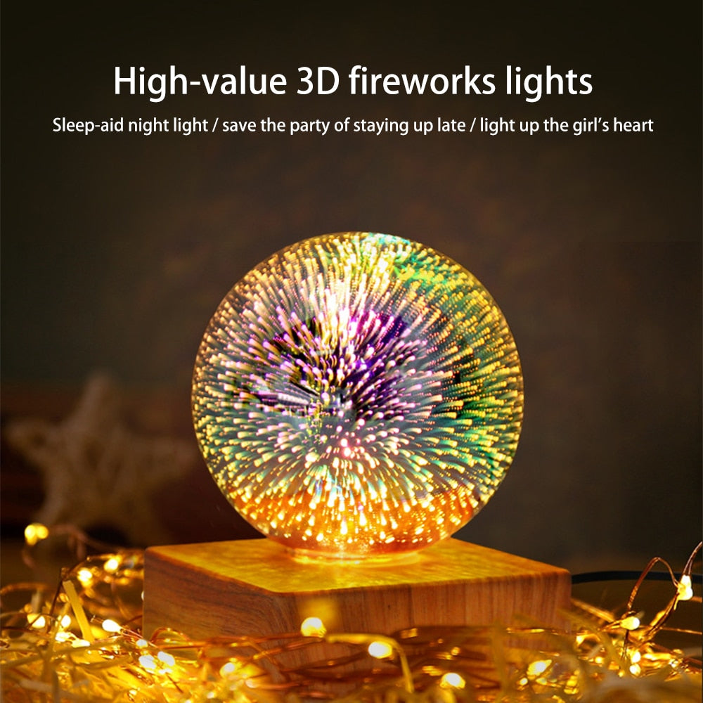 Magic Glass Ball Night Light with Wood Base