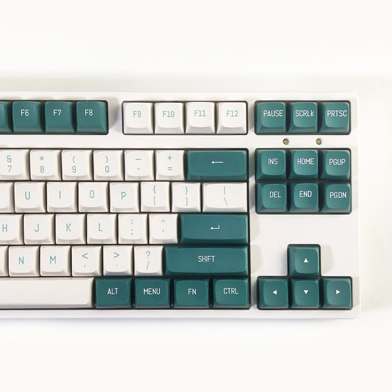 لقطة مزدوجة لملف تعريف CSA باللون الأخضر والأبيض PBT Keycaps