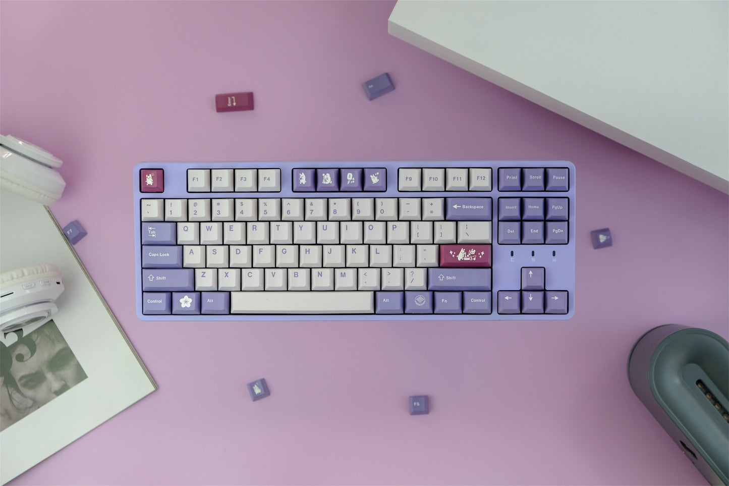 Rabbit cherry profile PBT Keycaps