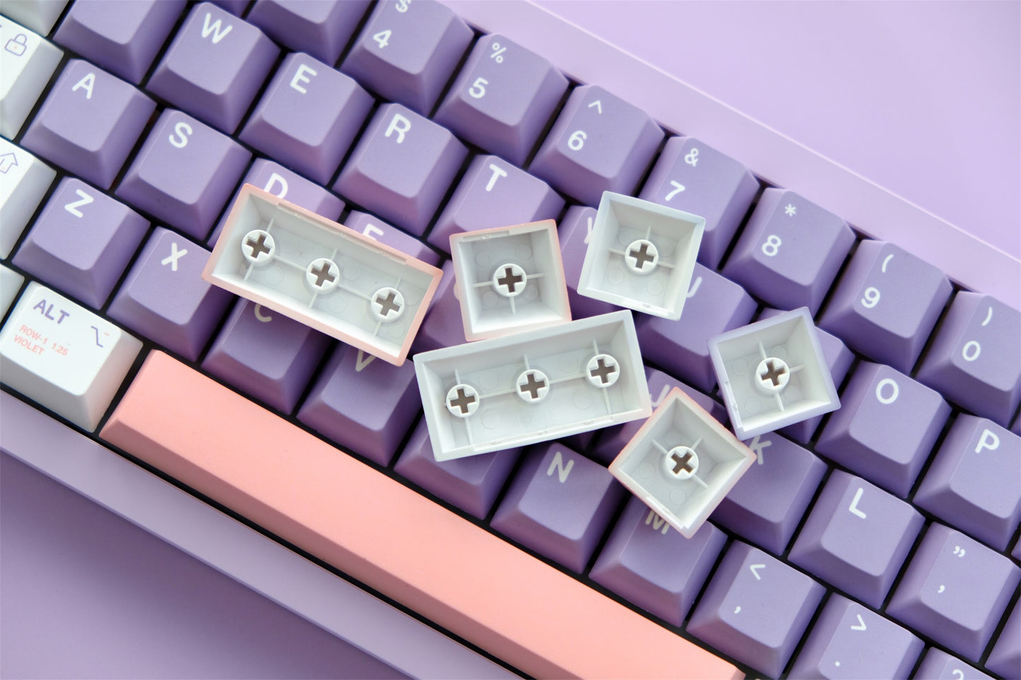 Violet Themed PBT Keycaps cherry profile