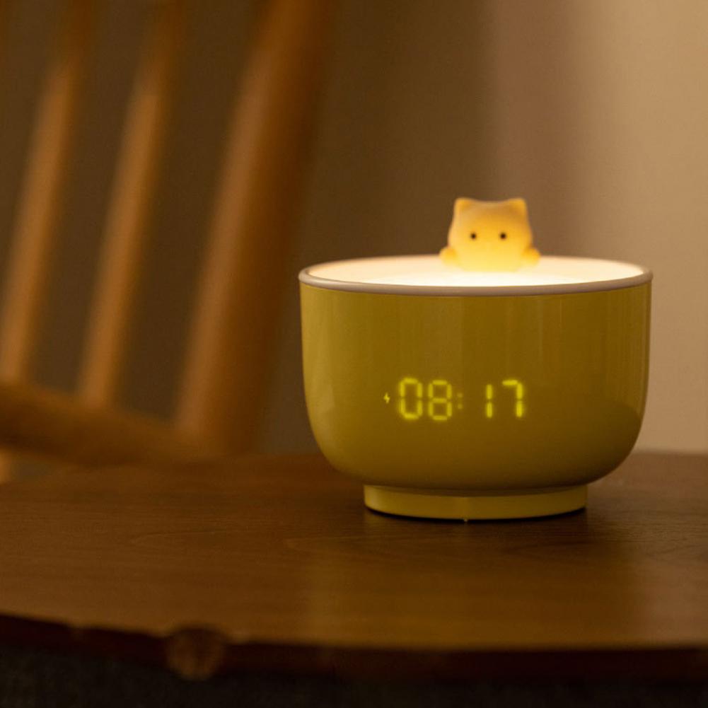 Cat Teacup Lamp Touch Sensor Nightlight with Alarm Clock