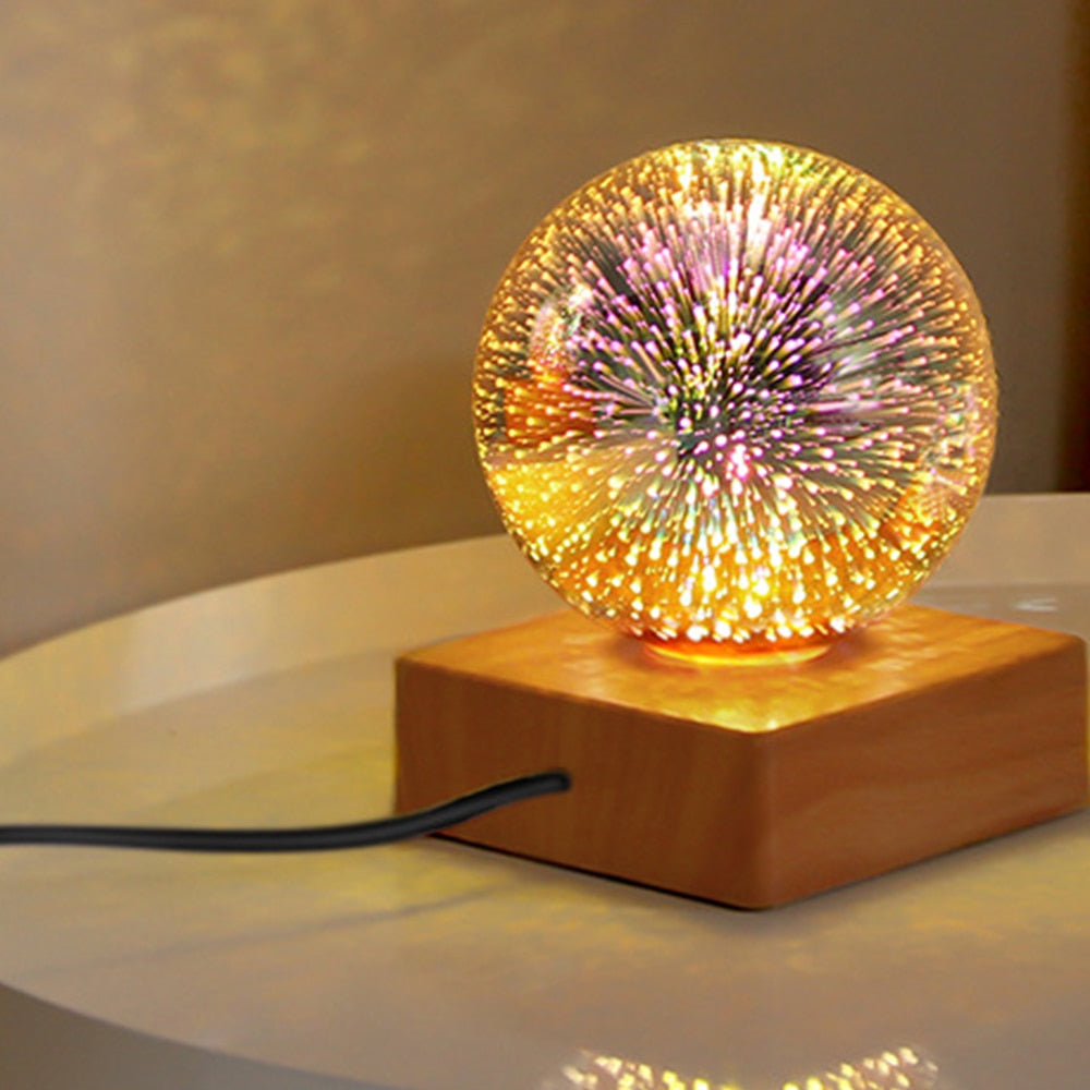 Magic Glass Ball Night Light with Wood Base