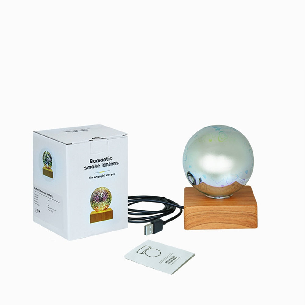 Magic Glass Ball Night Light with Wood Base