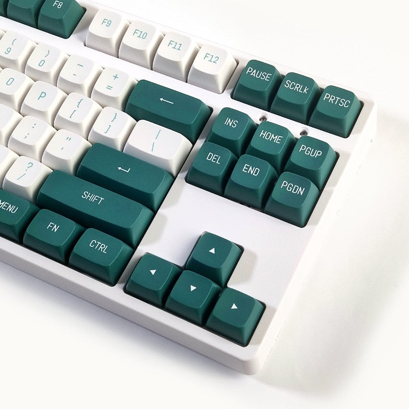 لقطة مزدوجة لملف تعريف CSA باللون الأخضر والأبيض PBT Keycaps