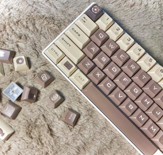 Coffee Latte Keycaps PBT KCA Profile