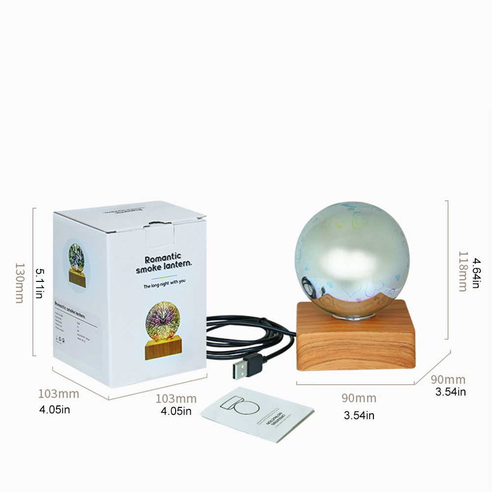 Magic Glass Ball Night Light with Wood Base