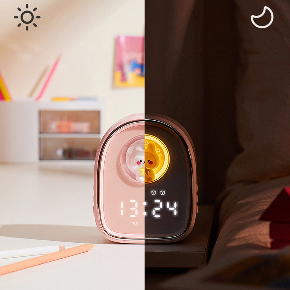 ضوء المنبه على مدار الساعة على شكل كبسولة الأرنب الفضائية