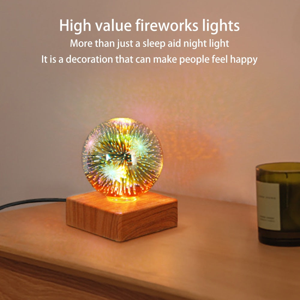 Magic Glass Ball Night Light with Wood Base