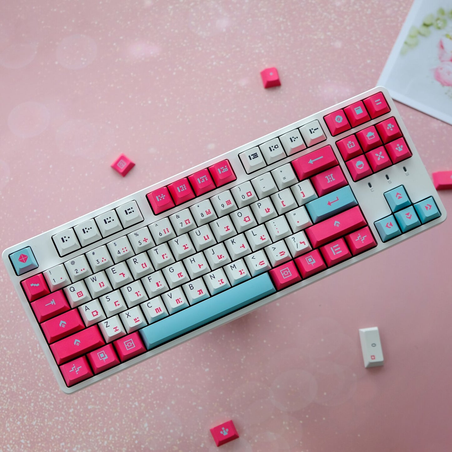 Pink Drifter PBT Keycaps Cherry Profile