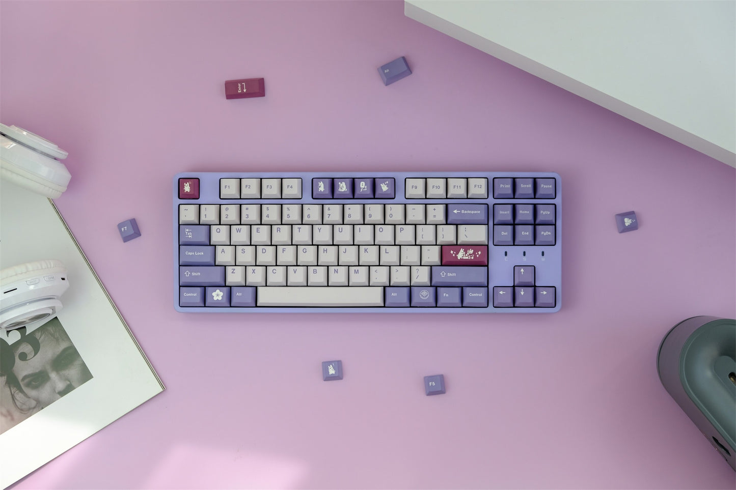 Rabbit cherry profile PBT Keycaps