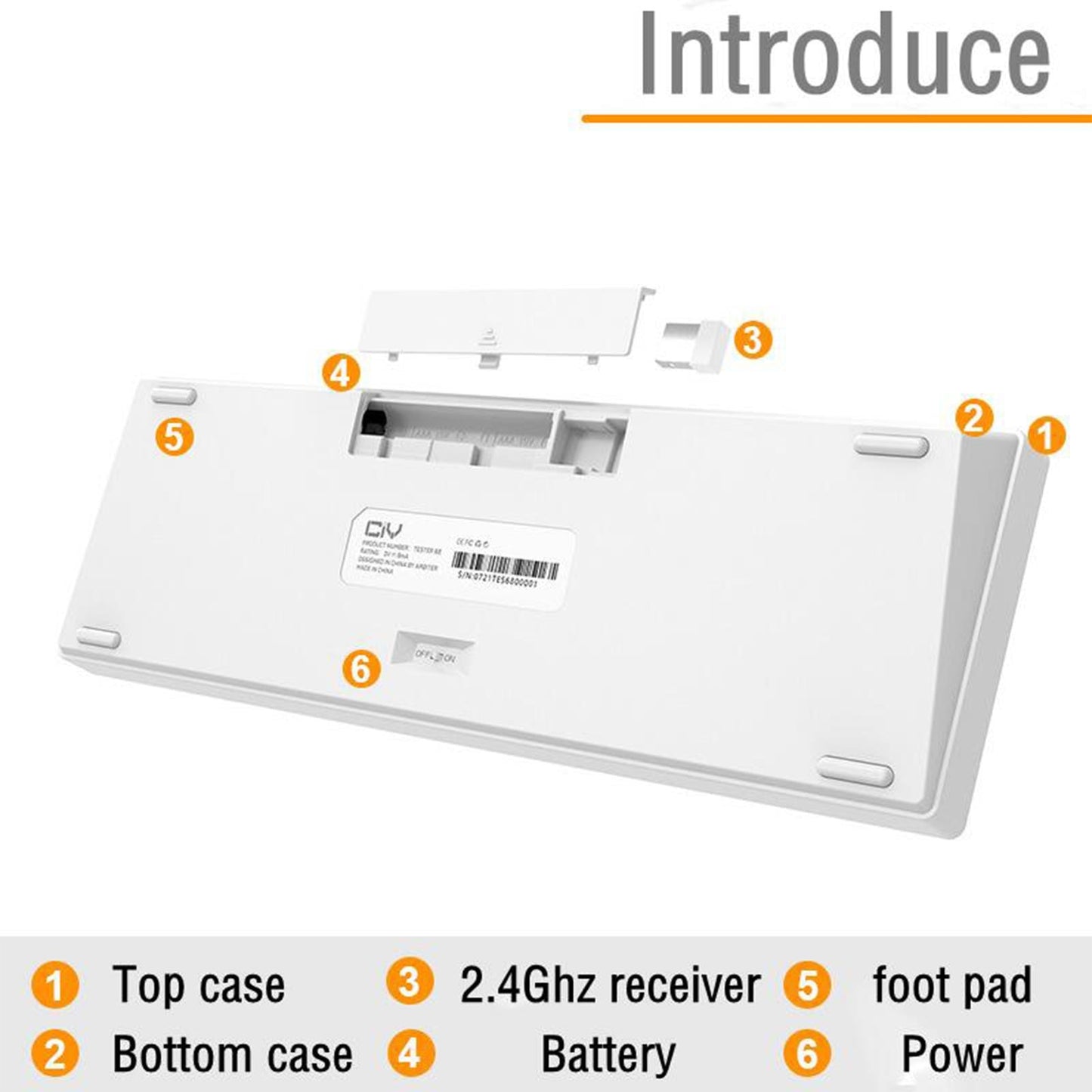 TESTER 68 Keys White Wireless