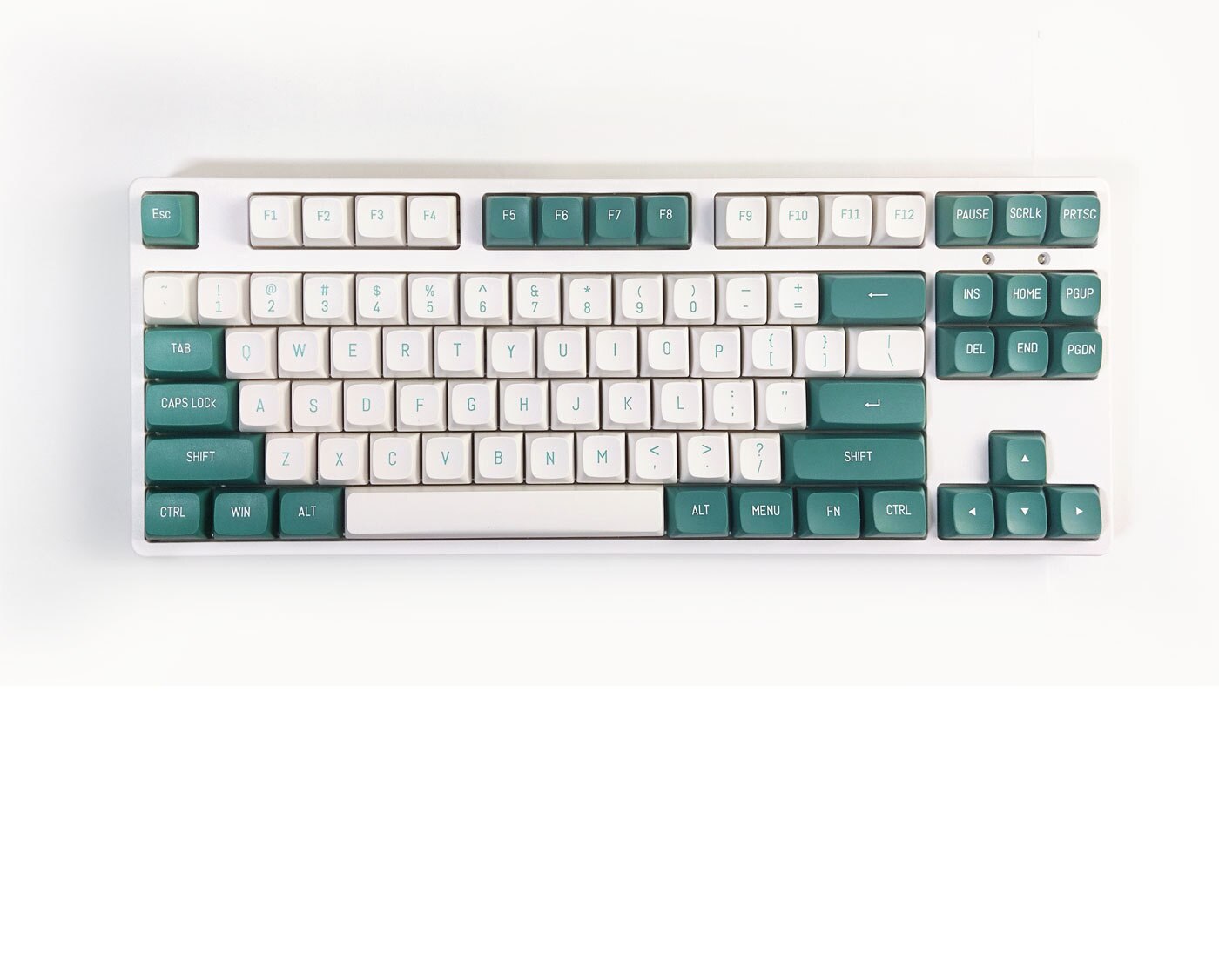 لقطة مزدوجة لملف تعريف CSA باللون الأخضر والأبيض PBT Keycaps