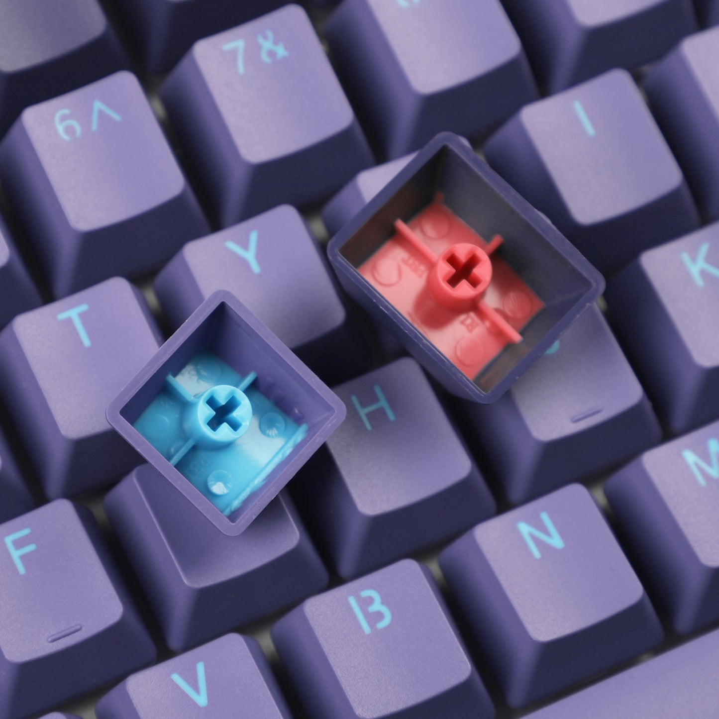 أرجواني مختلط طلقة مزدوجة PBT OEM ملف تعريف Keycaps