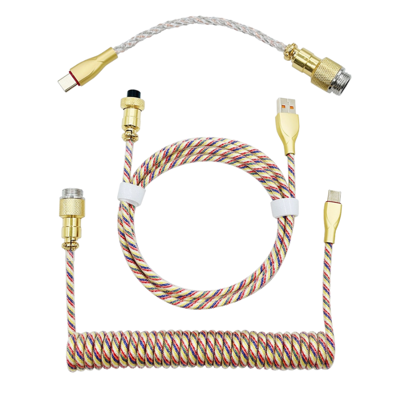 1.8M Cream & Red RGB Coiled Cable type C